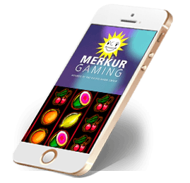 Smartphone mit einem Casino mit Merkur Online Spielen für iOS und Android Mobilgeräte