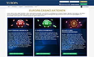 Das Bild zeigt die verfügbaren Bonusguthaben, die das Europa Casino für treue Kunden wöchentlich gewährt.