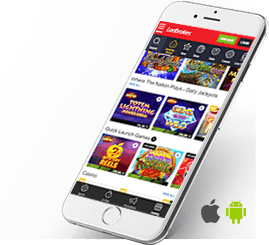 Die Ladbrokes Casino App, dargestellt auf dem Display eines Smartphones.