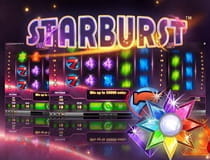 Zu sehen ist das Logo des Slots Starburst.