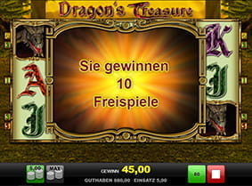 Freispiele sorgen bei Dragon's Treasure für zusätzliche Gewinnmöglichkeiten