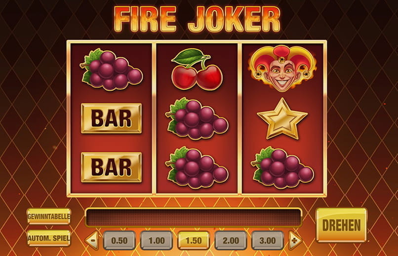 Der Startbildschirm des Spielautomaten Fire Joker von Play'n GO.
