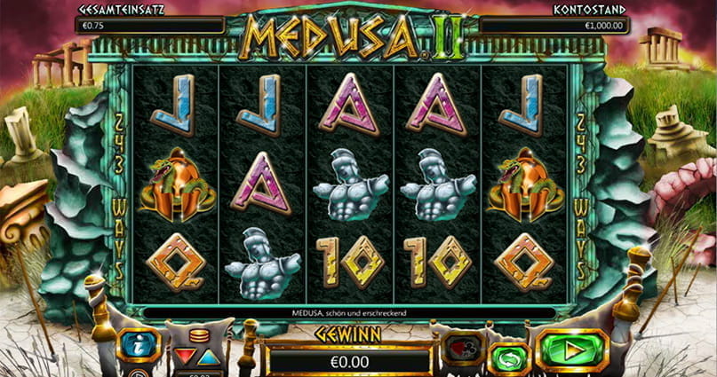 Man sieht die Spielfläche vom Medusa 2 Slot.