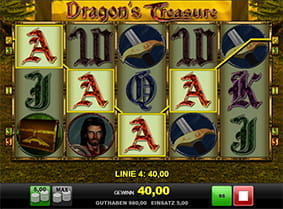 Ein Gewinn auf einer der Pay Lines beim Dragon's Treasure Automat wird berechnet