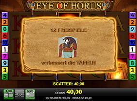 Freispiele beim Eye of Horus Online Slot