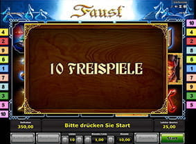 Freispiele beim Faust Online Spielautomat