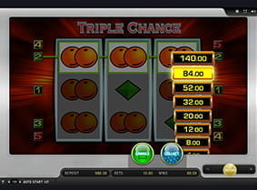 Die Gewinnleiter des Triple Chance Spielautomatens im Internet