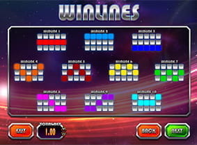 Die Gewinnlinien des Winstar Slots in den Spielregeln