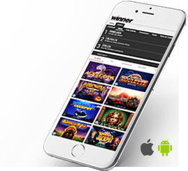 Das Bild zeigt das mobile Spielangebot des von Winner auf einem Handy.