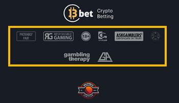 Der Footer im 13bets.io.
