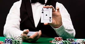 Das Bild zeigt den Live Dealer im 14Red Live Casino.