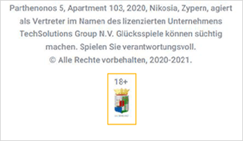Der Footer Bereich von 20Bet mit dem Symbol der Glücksspielbehörde und dem 18+ Logo.