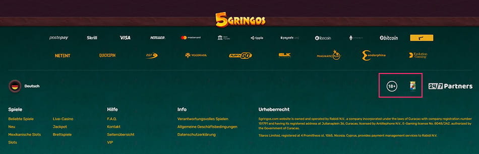 Das Logo der Glücksspielbehörde in Curaçao sowie das 18+ Logo.