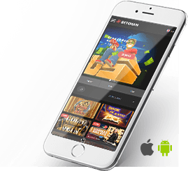  Die mobile Ansicht des Betchan Casinos auf einem Smartphone. Verfügbar für iOS und Android Geräte.