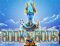 Ein Bild zeigt das Logo des Spielautomaten “Book of Gods.”