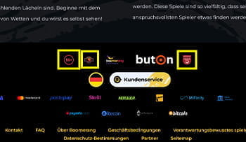 Der Boomerang Webseiten Footer.