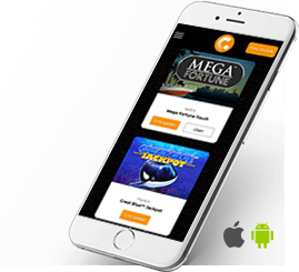 Das Bild zeigt ein Mobil Gerät und Logo für Android und Apple mit dem Casino.com Logo.