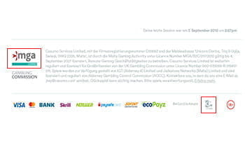 Dieses Bild zeigt alle Unternehmen auf, mit denen der Betreiber im Zahlungs- und Sicherheitsbereich zusammenarbeitet.