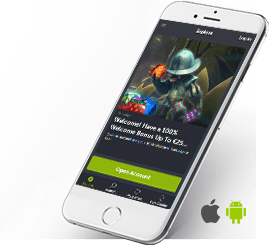 Die mobile Webseite des ComeOn Casinos, dargestellt auf einem Smartphone.