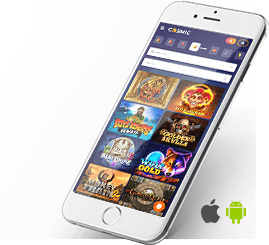 Spielspaß auf deinem iOS oder Android Gerät - die CosmicSlot Web-App.