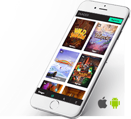 Auf diesem Bild sieht man ein Mobilgerät mit der App Version des Dunder Casinos.