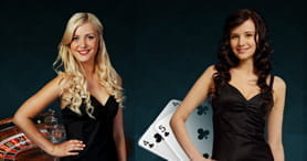 Das Bild zeigt zwei weibliche Dealer aus dem Live Casino.