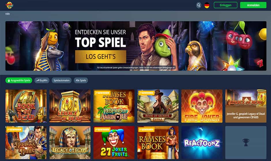 Die Homepage der Luckland Spielbank.