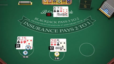 Alt: Das Kartenspiel Blackjack in der Desktop Variante.