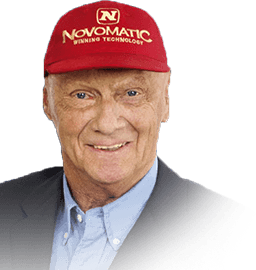 Der zweifache Formel 1 Weltmeister Niki Lauda ist Markenbotschafter von Novomatic