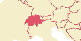 Die Umrisse der Schweiz.