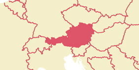 Die Umrisse von Österreich.