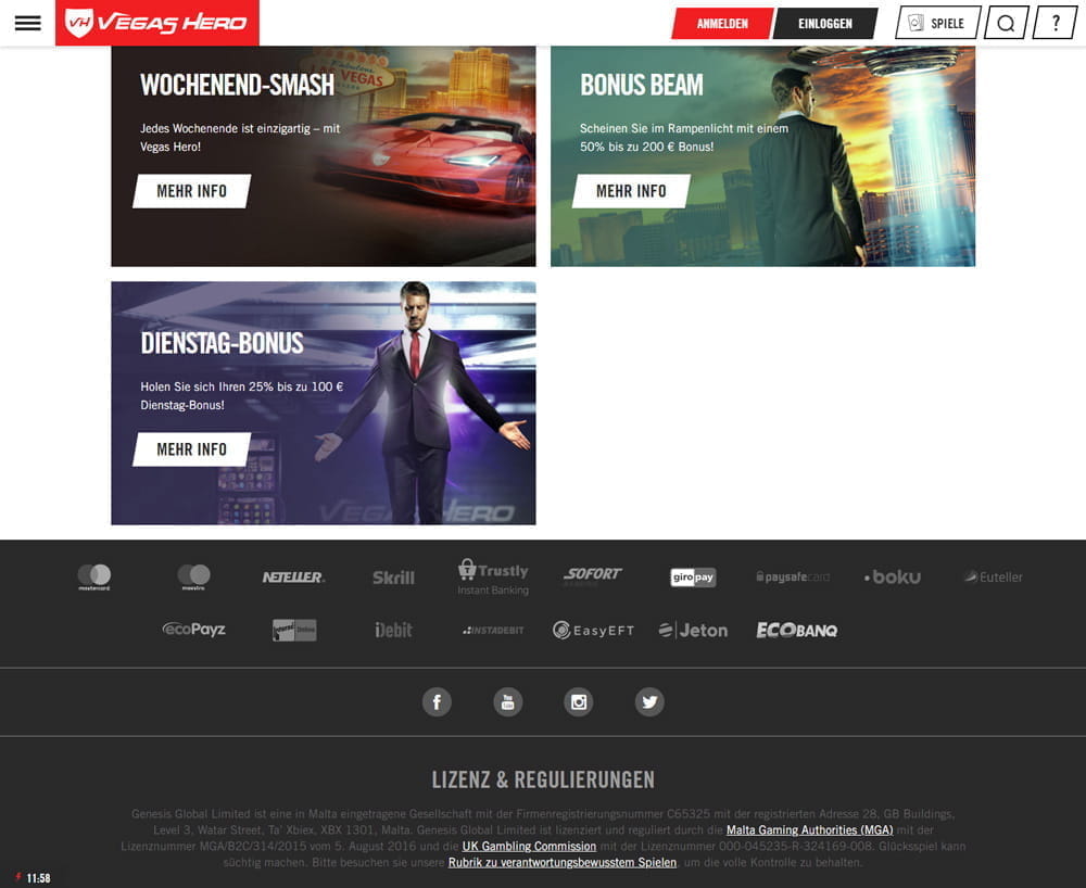 Meine Vegas Hero Erfahrung - die Spiele, Boni und Sicherheit