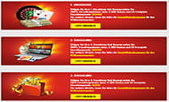 Die Tabelle zeigt eine Übersicht der Bonus Codes für die erste, zweite und dritte Einzahlung.