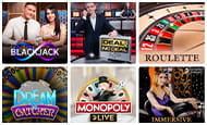 Der Live Spielothek Bereich von 20BET mit Spielen des Marktführers Evolution.