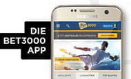 Die mobile Casino App für den Anbieter Bet3000 und die Symbole für die Kompatibilität mit Android und iOS.