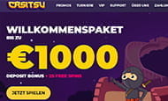 Auf der Startseite des Casitsu wird präsentiert, dass man hier mit Kryptowährungen bezahlen kann.