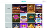 Auf diesem Bild sieht man 15 Spiele-Buttons der drei Kategorien der Spielbank.