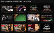 Der Live Dealer Bereich im King Billy Spielothek.