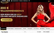 Das Unique Spielothek präsentiert sich übersichtlich.