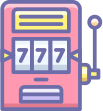Ein Slotmaschine, die dreimal die Zahl Sieben zeigt.