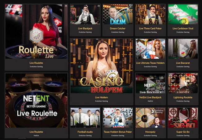 Die Spielauswahl im Jackpot Village Live Casino.