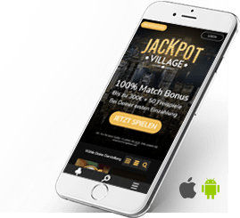 Die mobile Startseite des Jackpot Village Casinos ist optimiert für iOS und Andriod.