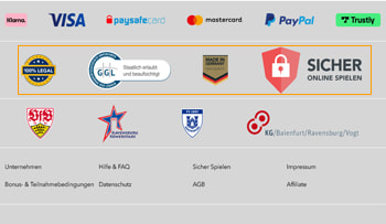 Jokerstar  Footer mit Infos zu Sicherheit und Lizenzen