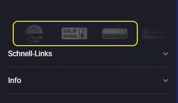 Der Footer der Joo Casino Webseite.