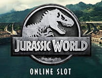 Ein Bild zeigt das Logo des Spielautomaten “Jurassic World.”