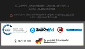 Im KnightSlots Footer sind Logos von Sicherheitsfirmen und der GGL zu sehen.