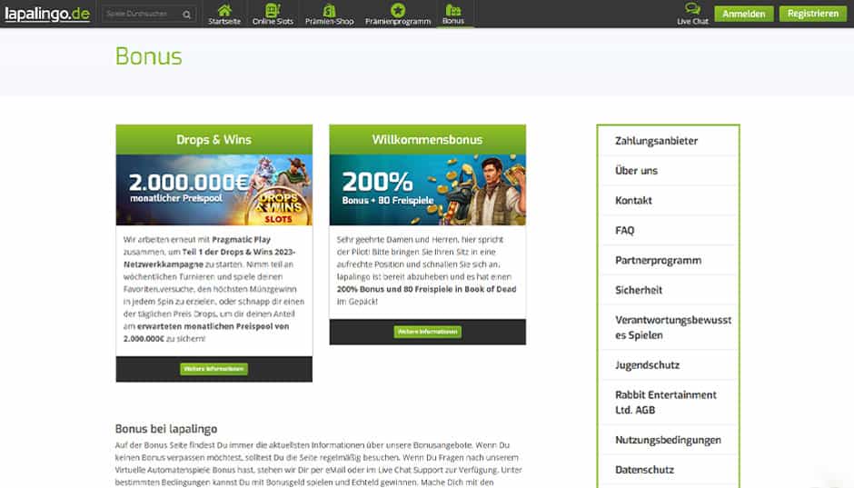 Lapalingo Bonusangebot