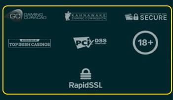 Der untere Seitenberiech im Lucky Days Casino mit Logos zur Lizenz und Sicherheitszertifikaten.