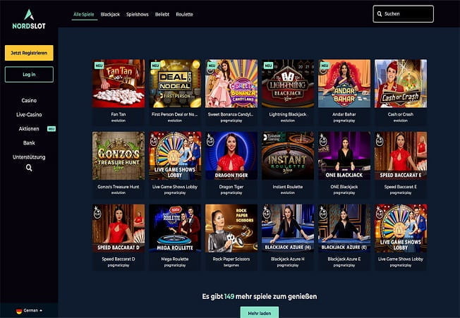 NordSlot Live Dealer Spiele