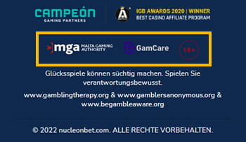 Der Footer vom Nucleonbet.